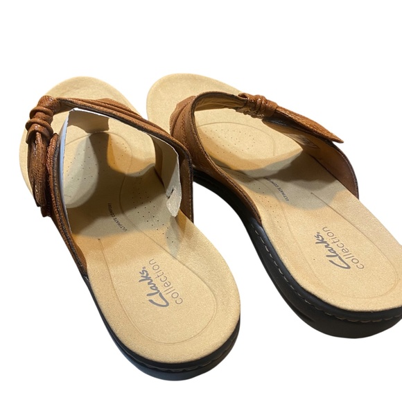 Clarks Laurieann Rae Women's Sandal Size 12W WIDE Tan Brown Comfy Causal Thong - Picture 6 of 11